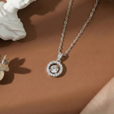  Dây chuyền bạc Việt Nam tròn đá ổ đá trung tâm hiện đại | Cáo Bạc 