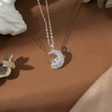  Dây chuyền bạc Việt Nam trăng khuyết ôm sao đính đá | Cáo Bạc 