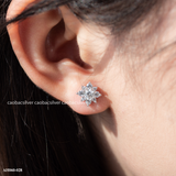  Khuyên tai bạc Việt Nam xi vàng trắng Snowlight Charm đính Kim Cương Moissanite | Cáo Bạc 