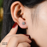  Khuyên tai bạc Việt Nam xi vàng trắng Snow Mini đính Kim Cương Moissanite | Cáo Bạc 