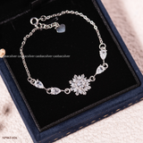  Lắc tay bạc Việt Nam xi vàng trắng đính Kim Cương Moissanite 5 li Snowmelt | Cáo Bạc 