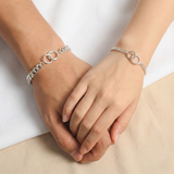  Lắc tay đôi bạc Việt Nam mặt vĩnh cửu dây mắt xích bản nam nữ | Cáo Bạc 