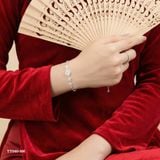  Lắc tay bạc Việt Nam ổ đá tròn hoa so le nữ tính | Cáo Bạc 