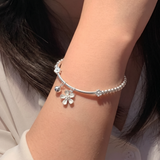  Lắc tay bạc Việt Nam bi hoa đính charm chuông thanh lịch | Cáo Bạc 