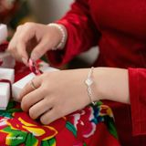  Lắc tay bạc Việt Nam bốn lá xà cừ vô cực đính đá dây xoắn may mắn | Cáo Bạc 