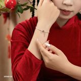  Lắc tay bạc Việt Nam Ribbon Wishes nơ bạc tim hồng đá tròn | Cáo Bạc 