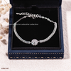 Lắc tay bạc Việt Nam Moissanite mặt hoa 8 li thanh cứng | Cáo Bạc