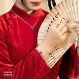  Dây chuyền bạc Việt Nam cỏ bốn lá xoắn đá xà cừ may mắn  | Cáo Bạc 