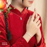  Lắc tay bạc Việt Nam Ribbon of Love nơ đính đá thanh mảnh nữ tính | Cáo Bạc 