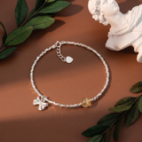  Lắc tay bạc Việt Nam Sweet Bow dáng mảnh treo nơ đính đá ngọt ngào | Cáo Bạc 