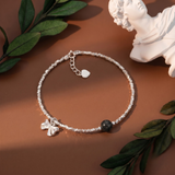  Lắc tay bạc Việt Nam Sweet Bow dáng mảnh treo nơ đính đá ngọt ngào | Cáo Bạc 