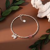  Lắc tay bạc Việt Nam Sweet Bow dáng mảnh treo nơ đính đá ngọt ngào | Cáo Bạc 