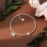  Lắc tay bạc Việt Nam Sweet Bow dáng mảnh treo nơ đính đá ngọt ngào | Cáo Bạc 