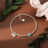  Lắc tay bạc Việt Nam Sweet Bow dáng mảnh treo nơ đính đá ngọt ngào | Cáo Bạc 
