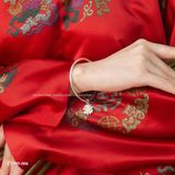  Kiềng tay bạc Việt Nam Kim Cúc trơn thanh mảnh nhụy vàng tinh tế | Cáo Bạc 