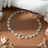  Lắc tay bạc Việt Nam tim ổ đá dây tim đính đá nữ tính | Cáo Bạc 