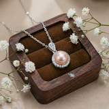  Dây chuyền bạc Việt Nam ngọc trai Freshwater đá tròn viền đá hào quang | Cáo Bạc 