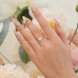  Nhẫn bạc Việt Nam ổ đá bốn chấu cạnh V viền đá nhỏ sang trọng | Cáo Bạc 