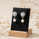  Khuyên tai bạc Việt Nam ngọc trai Freshwater hoa tuyết ổ đá giữa sang trọng | Cáo Bạc 