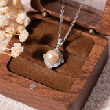  Dây chuyền bạc Việt Nam ngọc trai Freshwater Halo Petal viền đá trắng lấp lánh | Cáo Bạc 