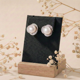  Khuyên tai bạc Việt Nam ngọc trai Freshwater Clover ba cánh đính đá sang trọng | Cáo Bạc 