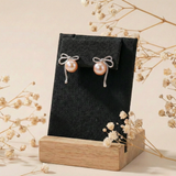  Khuyên tai bạc Việt Nam ngọc trai Freshwater Bow Tie hình nơ nhỏ thanh mảnh nữ tính | Cáo Bạc 