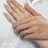  Nhẫn đôi bạc Việt Nam Crown Couple Rings (308) trơn và vương miện đính đá tinh xảo | Cáo Bạc 