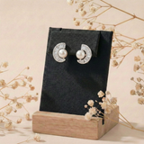  Khuyên tai bạc Việt Nam ngọc trai Freshwater đá dài chữ C sang trọng | Cáo Bạc 