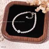  Lắc tay bạc Việt Nam ngọc trai Freshwater Sakura Bloom charm hoa anh đào bạc nhỏ xinh tinh khôi  | Cáo Bạc 