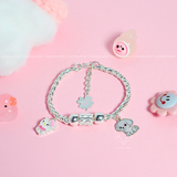  Lắc tay bạc Việt Nam trẻ em vảy rồng bi trụ hoa mix charm Kitty + Cún xinh xắn khắc tên | Cáo Bạc 