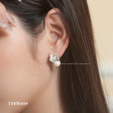  Khuyên tai bạc Việt Nam ngọc trai Freshwater Dior bướm đá to sang trọng | Cáo Bạc 