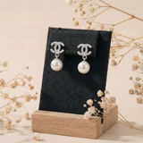  Khuyên tai bạc Việt Nam ngọc trai Freshwater Chanel đính đá sang trọng | Cáo Bạc 