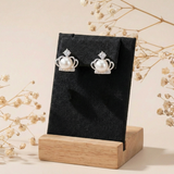  Khuyên tai bạc Việt Nam ngọc trai Freshwater vương miện ổ đá bốn chấu | Cáo Bạc 