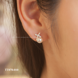  Khuyên tai bạc Việt Nam ngọc trai Freshwater chữ X mini đính đá | Cáo Bạc 
