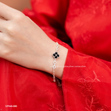  Lắc tay bạc Việt Nam bốn lá xà cừ vô cực đính đá dây xoắn may mắn | Cáo Bạc 