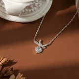  Dây chuyền bạc Việt Nam Sweetheart Bow mặt trái tim đính đá nơ uốn cong tinh tế | Cáo Bạc 