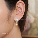  Khuyên tai bạc Việt Nam ngọc trai Freshwater hoa tuyết ổ đá giữa sang trọng | Cáo Bạc 