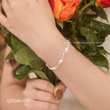  Lắc tay bạc Việt Nam bông hoa tròn rỗng trơn sole phối hoa đá nữ tính | Cáo Bạc 