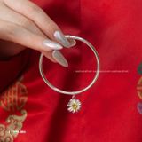  Kiềng tay bạc Việt Nam Kim Cúc trơn thanh mảnh nhụy vàng tinh tế | Cáo Bạc 