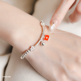  Lắc tay bạc Việt Nam bi hoa charm cờ Việt Nam thanh gọn cá tính | Cáo Bạc 