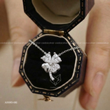  Dây chuyền bạc Việt Nam xi vàng trắng cỏ bốn lá Moissanite tim may mắn | Cáo Bạc 