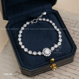  Lắc tay bạc Việt Nam xi vàng trắng đính kim cương Moissanite Crystal Bloom cụm hoa đá lấp lánh | Cáo Bạc 