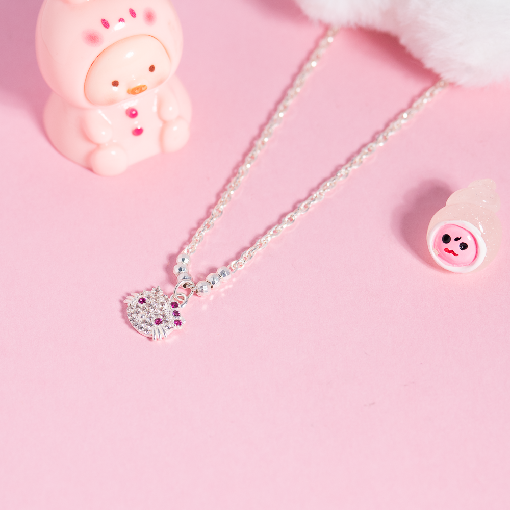  Dây chuyền bạc Việt Nam trẻ em Kitty sáu bi dễ thương khắc tên | Cáo Bạc 