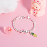  Lắc tay bạc Việt Nam trẻ em vảy rồng bi vặn thừng mix charm Dứa dễ thương khắc tên | Cáo Bạc 