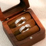  Nhẫn đôi bạc Việt Nam Ursaei Couple Rings (257) đường cong đính đá | Cáo Bạc 