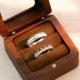  Nhẫn đôi bạc Việt Nam  Diamond Crown Couple Rings (300) ánh sao và vương miện đính đá | Cáo Bạc 