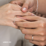  Nhẫn đôi bạc Việt Nam Special Couple Rings (323) uốn lượn mềm mại đính đá nhỏ tinh tế | Cáo Bạc 