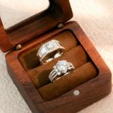  Nhẫn đôi bạc Việt Nam Camelia Couple Rings (324) đá chủ viền đá | Cáo Bạc 