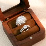  Nhẫn đôi bạc Việt Nam Scorpion Couple Rings (335) đá vuông đính đá | Cáo Bạc 