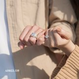  Nhẫn đôi bạc Việt Nam Scorpion Couple Rings (335) đá vuông đính đá | Cáo Bạc 